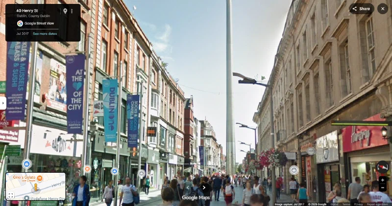 Google Maps view of the Spire of Dublin
