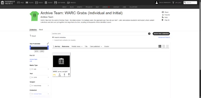 WARC archive results for ACME