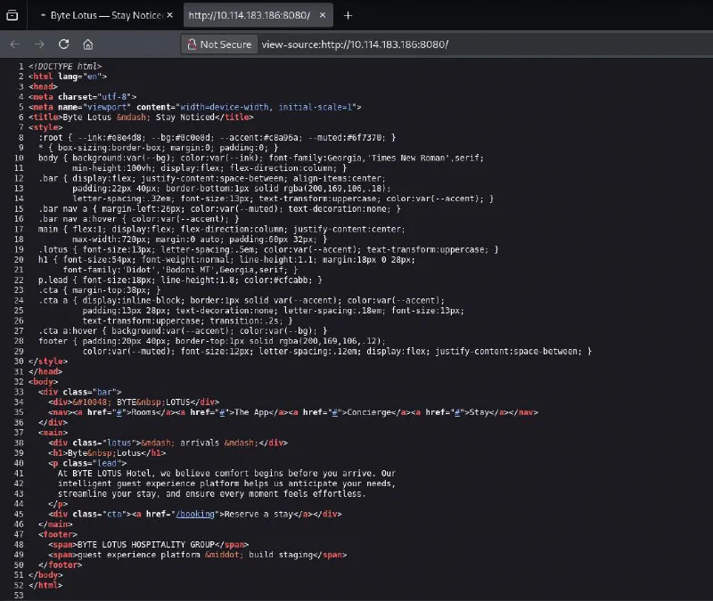 Source code of the Byte Lotus Hotel landing page