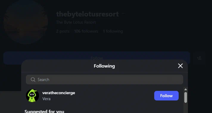 The resort account following Vera the concierge
