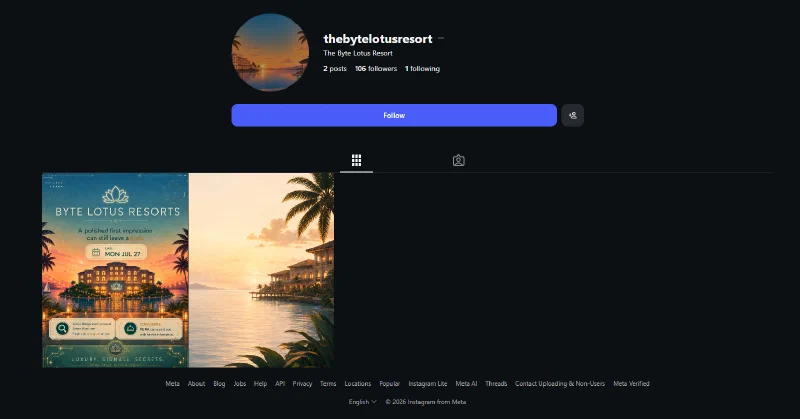 The Byte Lotus Resort Instagram profile