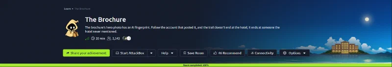 The Brochure room header on TryHackMe