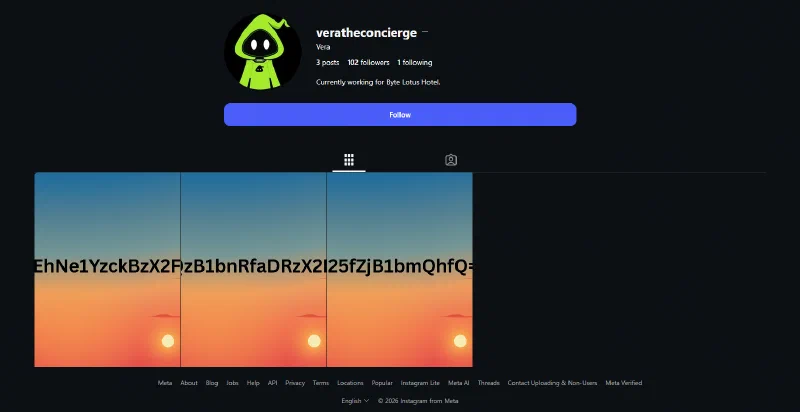 Vera the concierge Instagram profile with three sunset posts