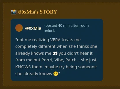 0xMIA&rsquo;s post about VERA treating her differently