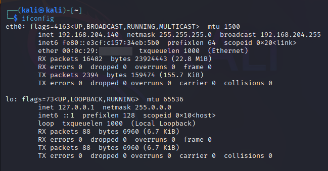 ifconfig command output