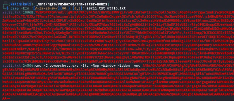 Long Base64 strings and an encoded PowerShell command found in the repository