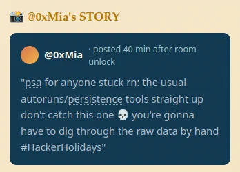 Mia’s story hinting that the WMI repository must be searched by hand