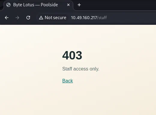 Staff page rejecting the first NoSQL-bypassed account