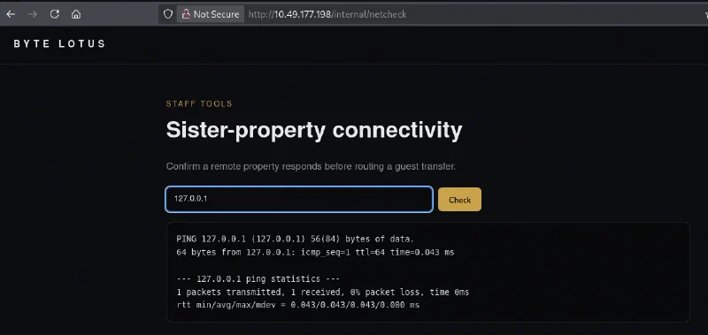 Connectivity checker successfully pinging the loopback address