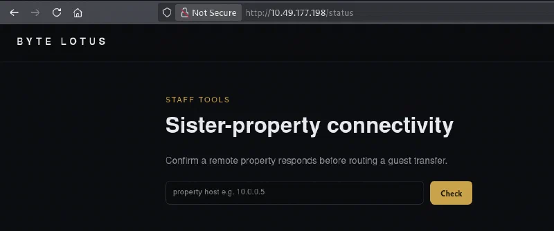 Hidden status page containing the connectivity checker