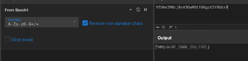 CyberChef decoding the masked flag