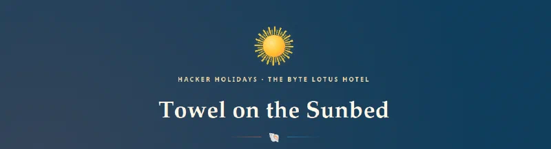 Towel on the Sunbed room header on TryHackMe